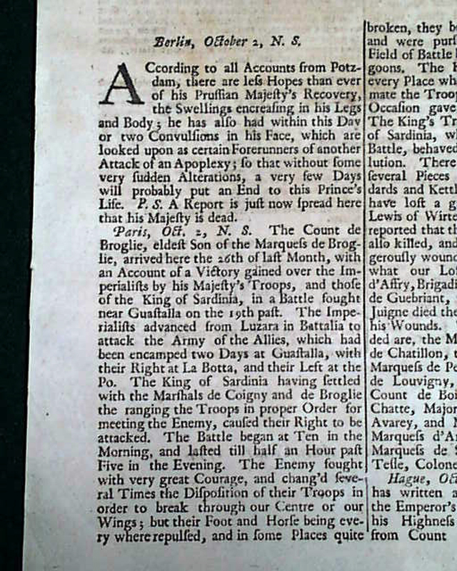 World's Oldest NEWSPAPER 1734 Gazette 270 YEARS OLD... - RareNewspapers.com