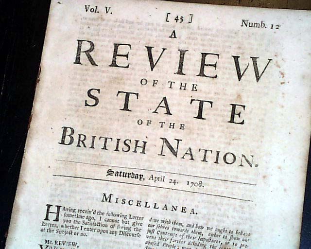 A 1708 Daniel DeFoe periodical...