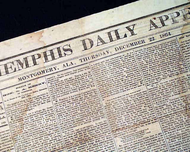 politik Konsultation stor Rare issue of this Confederate "Memphis" newspaper printed in Montgomery,  Alabama... - RareNewspapers.com