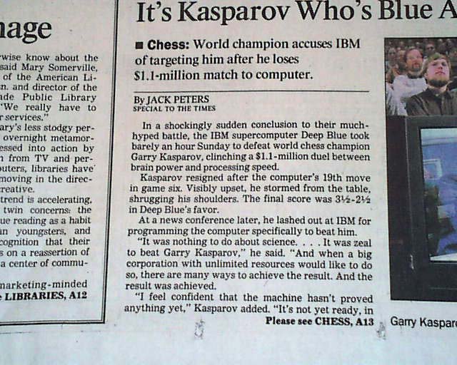 Codoid Innovations on X: Did You Know? The whole world was surprised in  1997 when IBM's supercomputer Deep Blue defeated then chess world champion Garry  Kasparov. But there was another surprise waiting