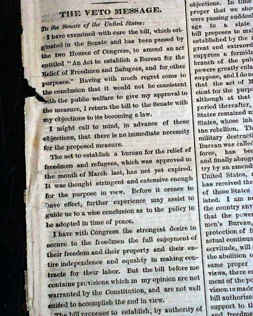 veto-of-the-freedmen-s-bureau-bill-rarenewspapers