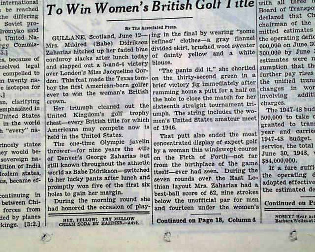 Babe Zaharias Wins In 1947 RareNewspapers babe-zaharias-wins-in-1947-rarenewspapers