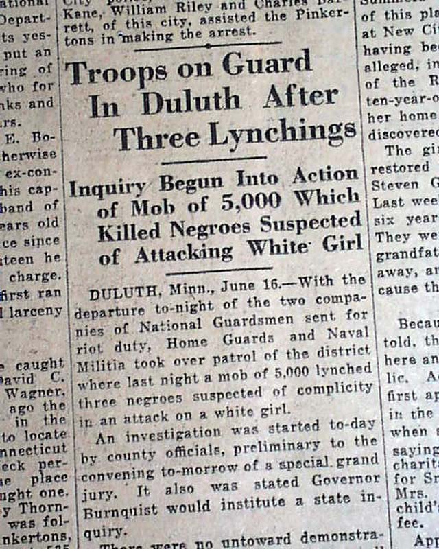 Duluth Minnesota Lynchings Rarenewspapers Com