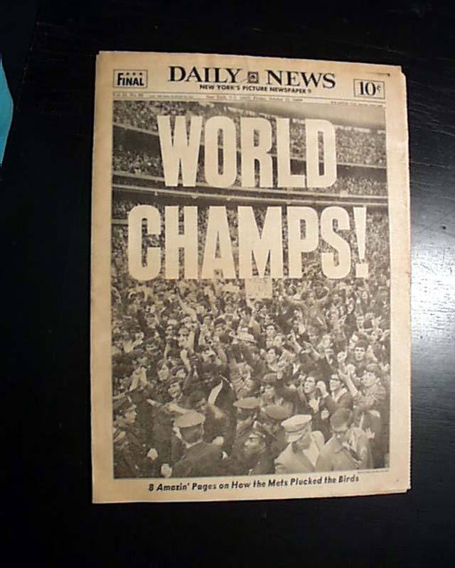 1969 New York Mets World Series Champions Framed Front Page 