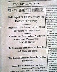 Considerable coverage on the trial of Lincoln's assassins...
