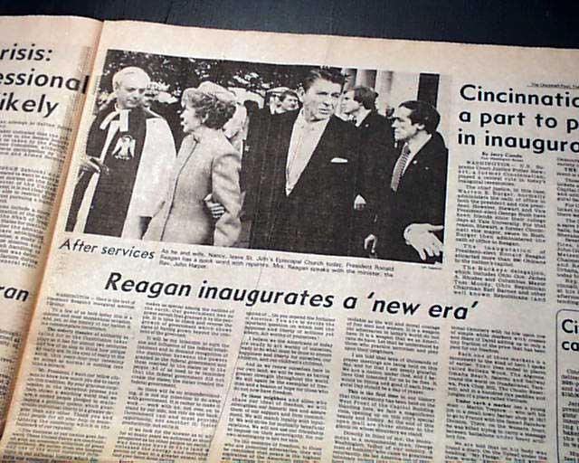 President RONALD REAGAN Inauguration & Iran Hostage Crisis ENDS 1981 Newspaper | eBay