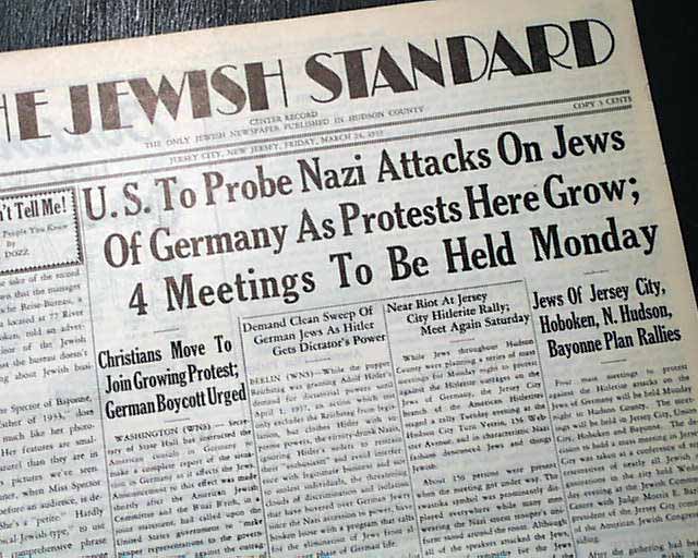 Nazi persecution of the Jews in 1933... - RareNewspapers.com