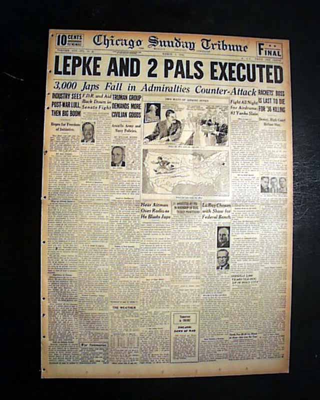LOUIS &#39;LEPKE&#39; BUCHALTER Murder Inc. Mafia Mob Boss EXECUTION 1944 WWII Newspaper | eBay