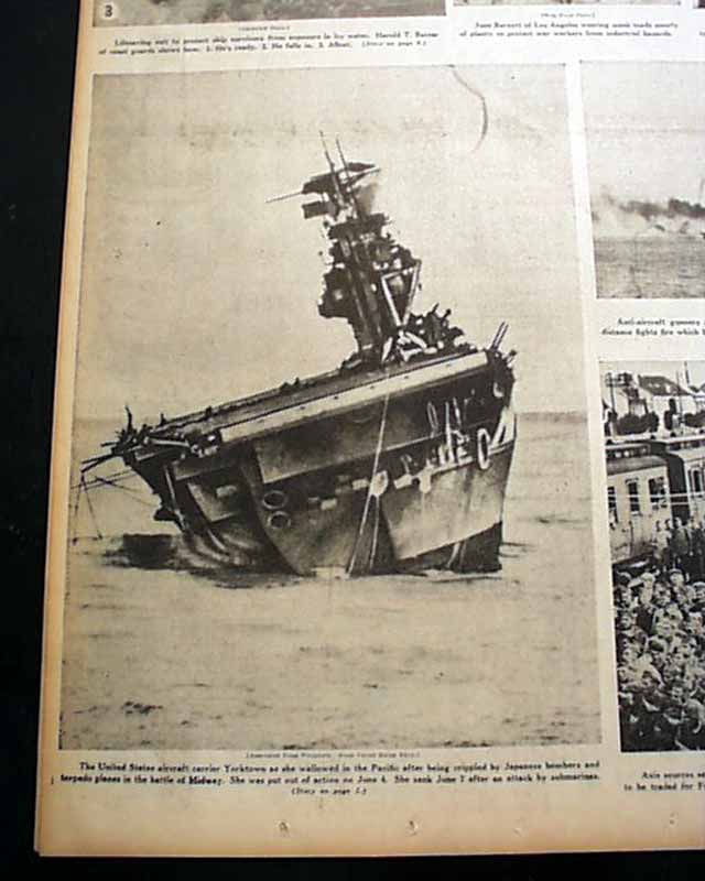 1942 Uss Yorktown Midway Sinking Rarenewspapers Com