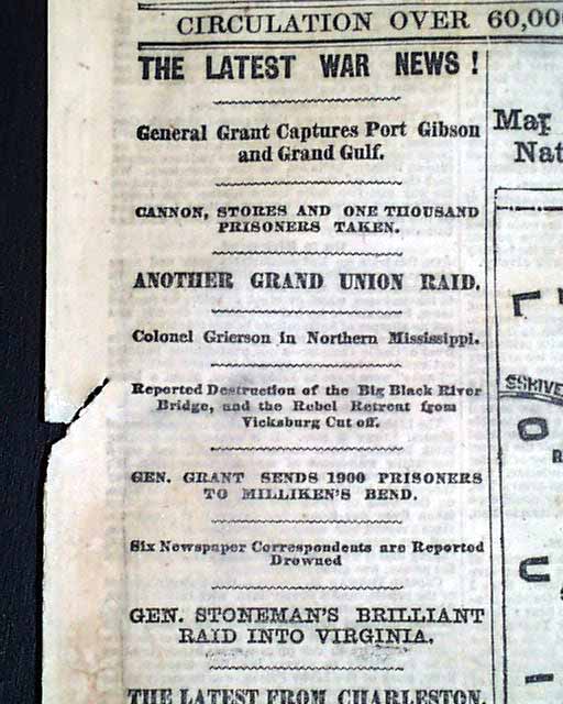 1863 Civil War Map Port Gibson MS...