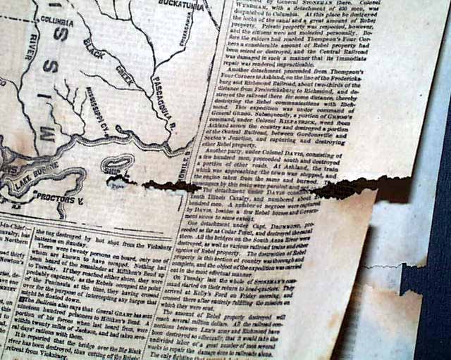 1863 Civil War Map Port Gibson MS...