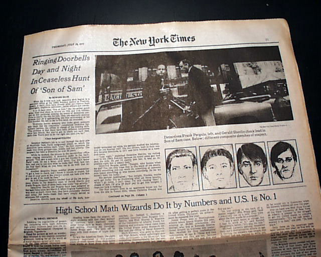 "Son of Sam" hunted... The Black-out newspaper...