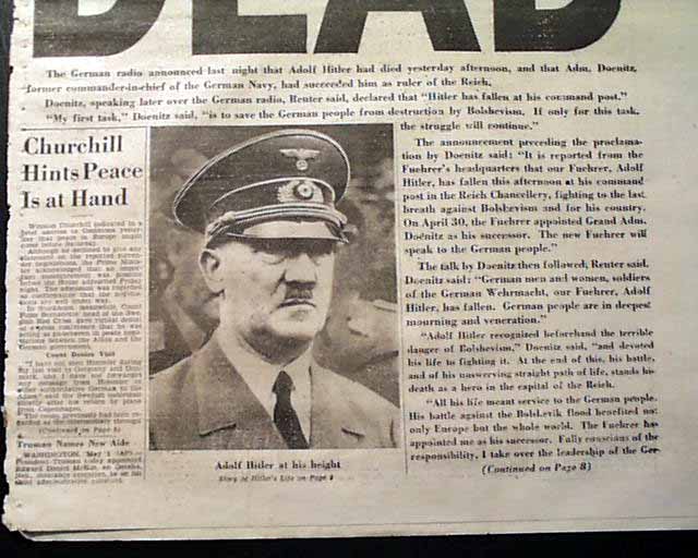 One of the best Hitler death issues... - RareNewspapers.com