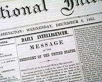 Johnson's state-of-the-union address: Reconstruction, & tribute to Lincoln...