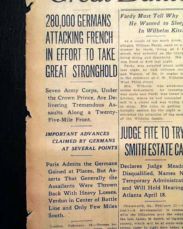 Battle of Verdun, France begins... - RareNewspapers.com