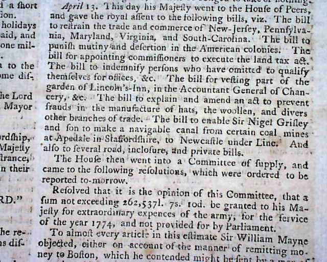 Philadelphia Newspaper Dated 1775 The Plan To Militarize The