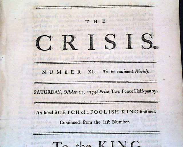 A Pro American Newspaper From London In 1775