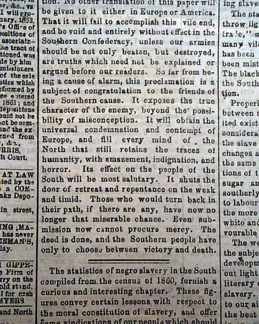 The Emancipation Proclamation in a Condederate newspaper ...