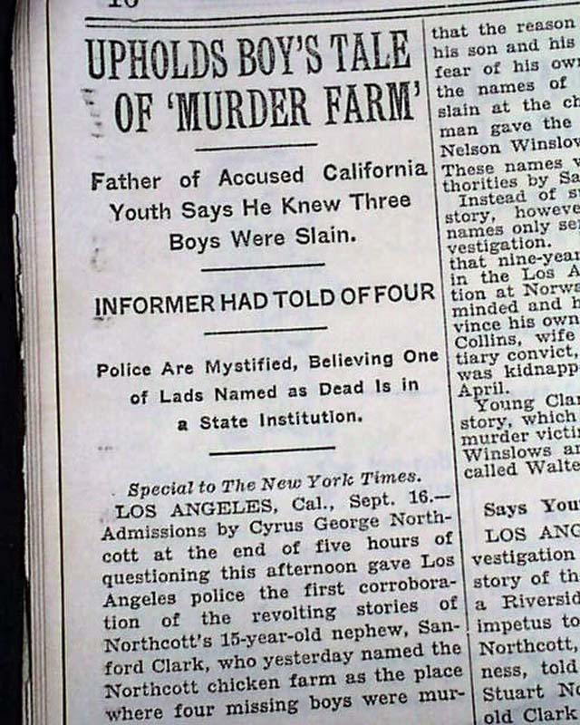1928 Wineville Chicken Coop murders...