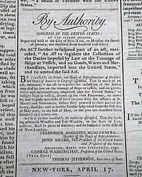 Act of Congress signed by Washington, and a letter to the Quakers signed by Washington...