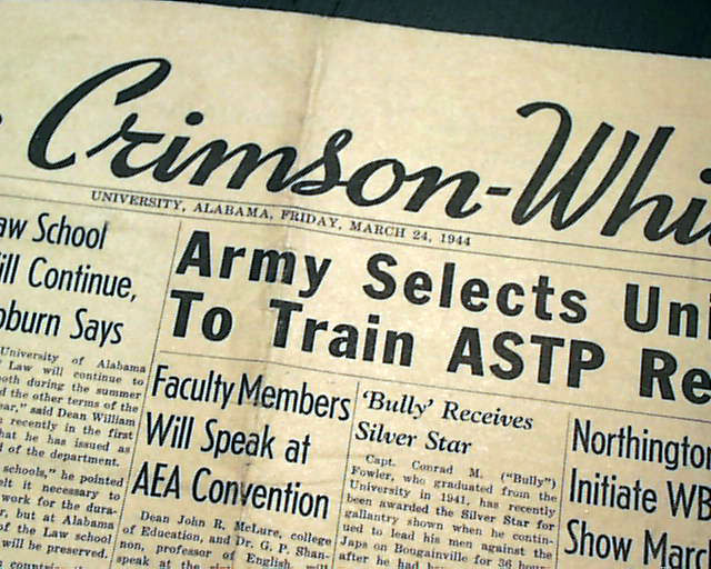 Official newspaper for the University of Alabama...