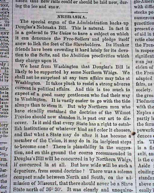 The Nebraska Bill In 1854...