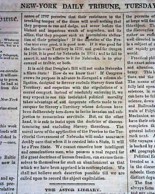 The Nebraska Bill In 1854...