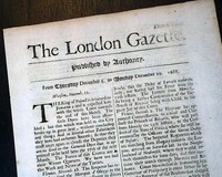 Orignl 1701 London Gazette newspaper 1st English language newspaper 300 yr old