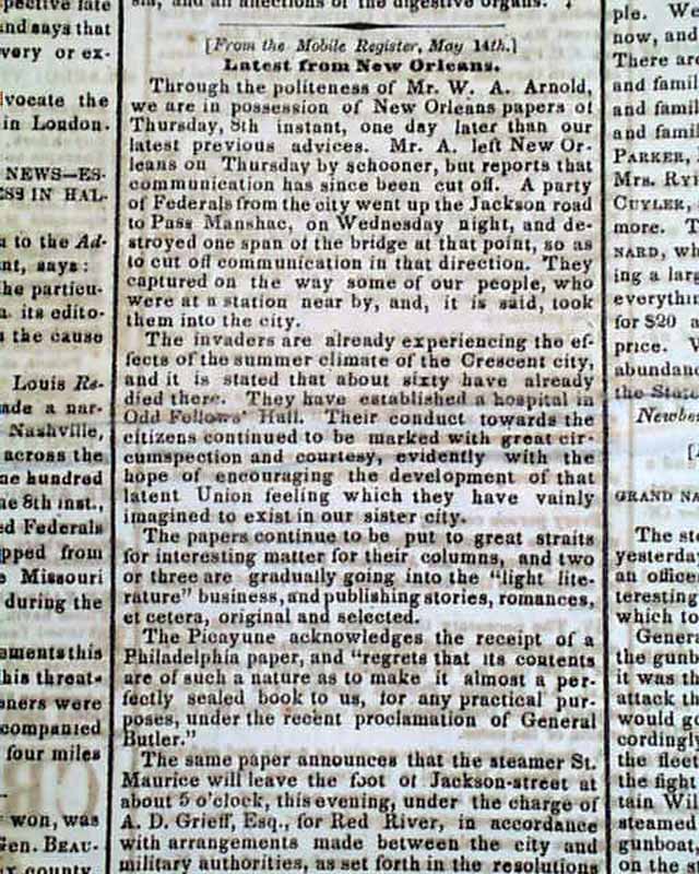 New Orleans captured... Confederate title...