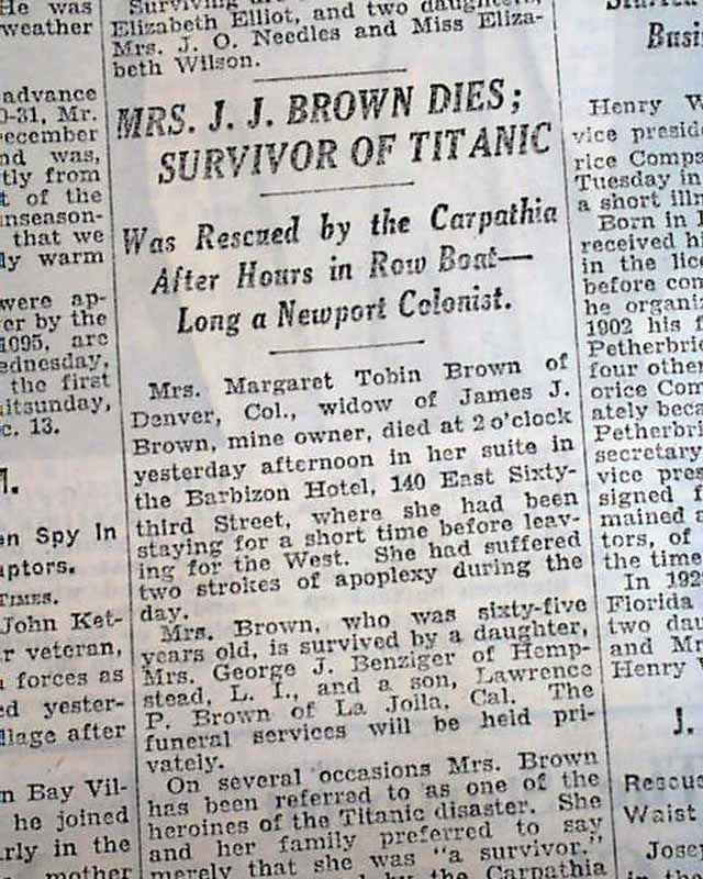 The Unsinkable Molly Brown death in 1932... 