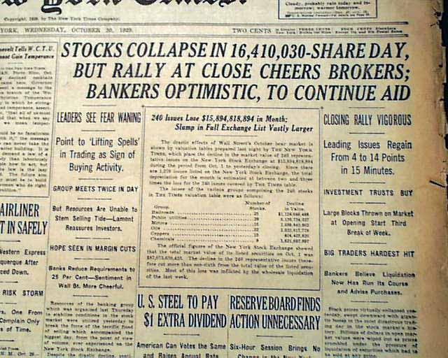 stock market crash 1929 newspaper