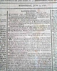 Rhode Island ratifies the Constitution...   Hancock, Jefferson, & Washington...
