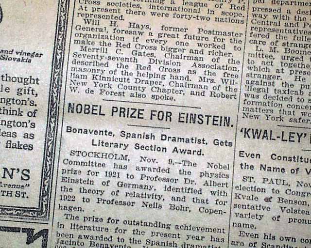 albert einstein nobel peace prize