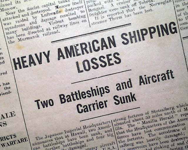 Report on Pearl Harbor, in a pro-Nazi newspaper...