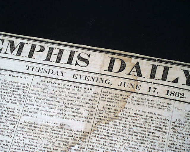 Confederate Memphis newspaper from Grenada, Mississippi...