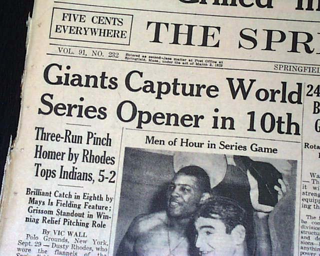 WRAPPED CANVAS 1954 Willie Mays catch New York 