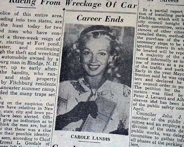 1948 Actress Carole Landis suicide death... - RareNewspapers.com