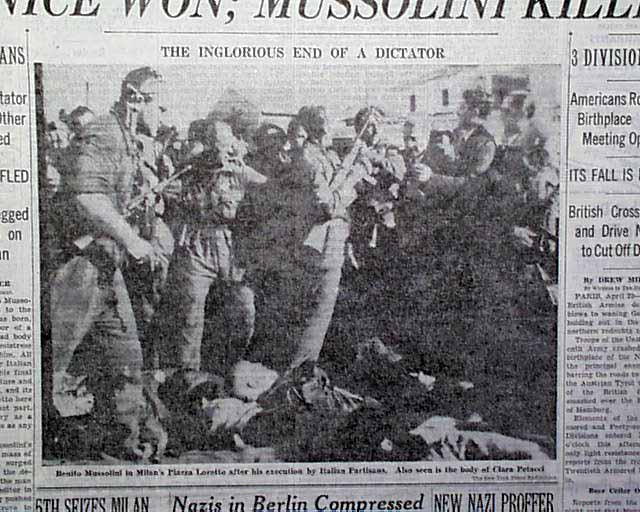 The death of Benito Mussolini... - RareNewspapers.com