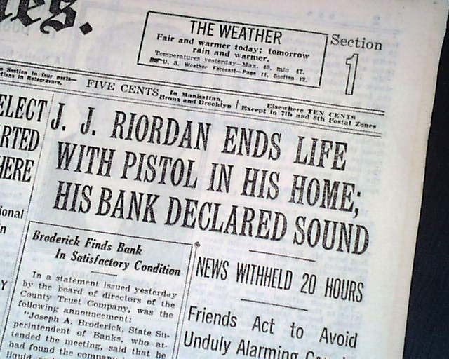 1929 Stock Market Crash Suicide RareNewspapers