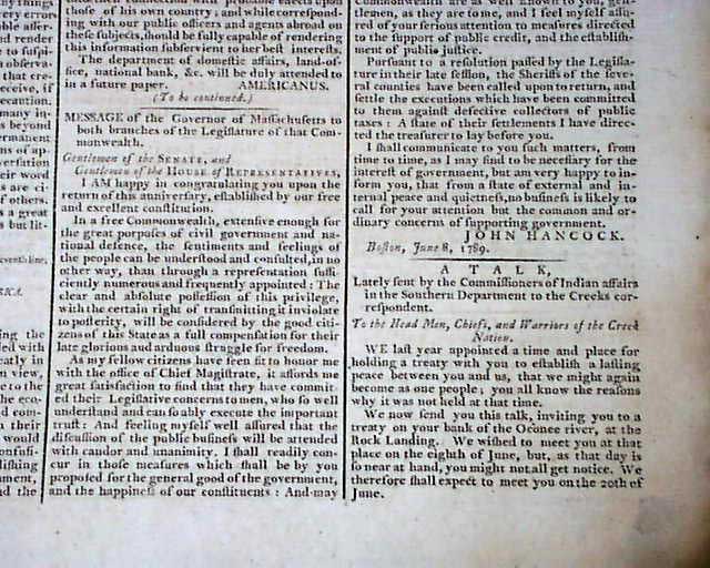 John Hancock on the front page...   Creating the State Department...