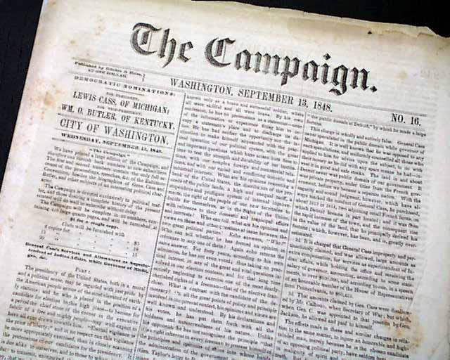 Short-lived campaign newspaper supporting Lewis Case for President...