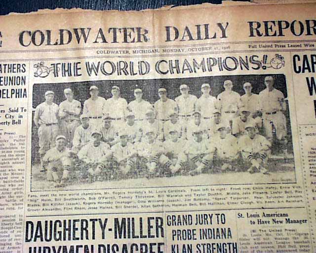 St. Louis Cardinals vs. New York Yankees 1926 World Series