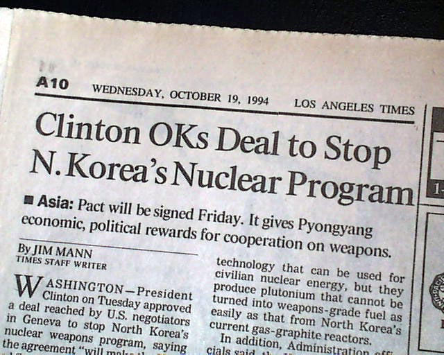 Bill Clinton Gives North Korea Nukes In 1994 - RareNewspapers.com