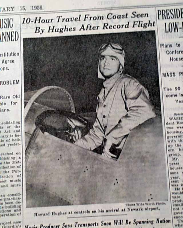 Aviator Howard Hughes Airplane Flight Record RareNewspapers Com