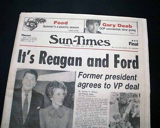Error headline: Gerald Ford be Reagan's V. P...