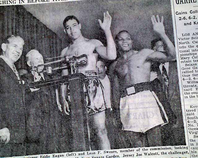 A life in pictures World heavyweight champion Joe Louis and challenger  Jersey Joe Walcott compare like this for…