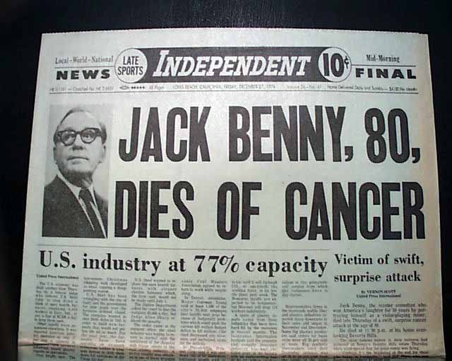 Death of Jack Benny... - RareNewspapers.com