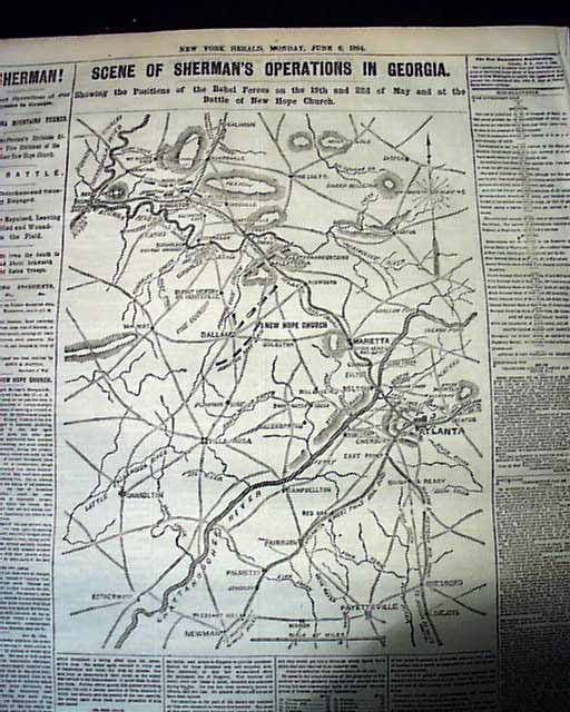 1864 Civil War Map New Hope GA...