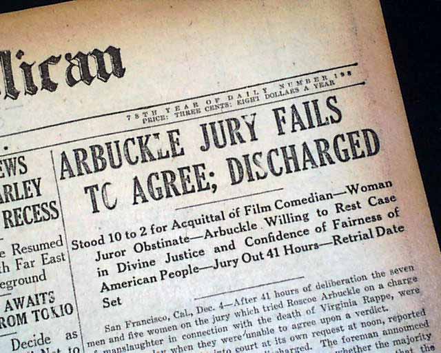 Roscoe 'Fatty' Arbuckle murder trial... - RareNewspapers.com