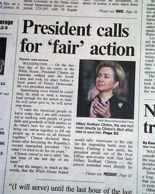 President Clinton impeached... - RareNewspapers.com